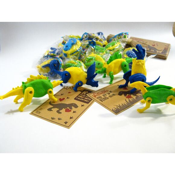 36pc Kids Valentines Day Cards Plastic Dinosaur Church Party Classroom Exchange - Picture 6 of 6